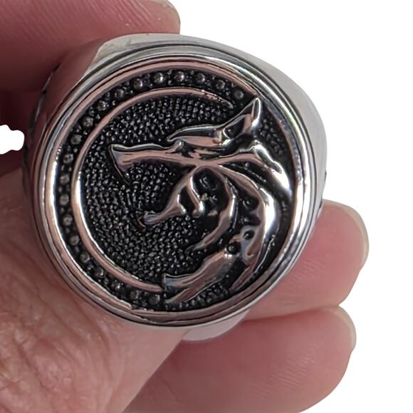 Wizard Warrior  Viking Men's Wolf Head Ring Size 8 New - Picture 1 of 12